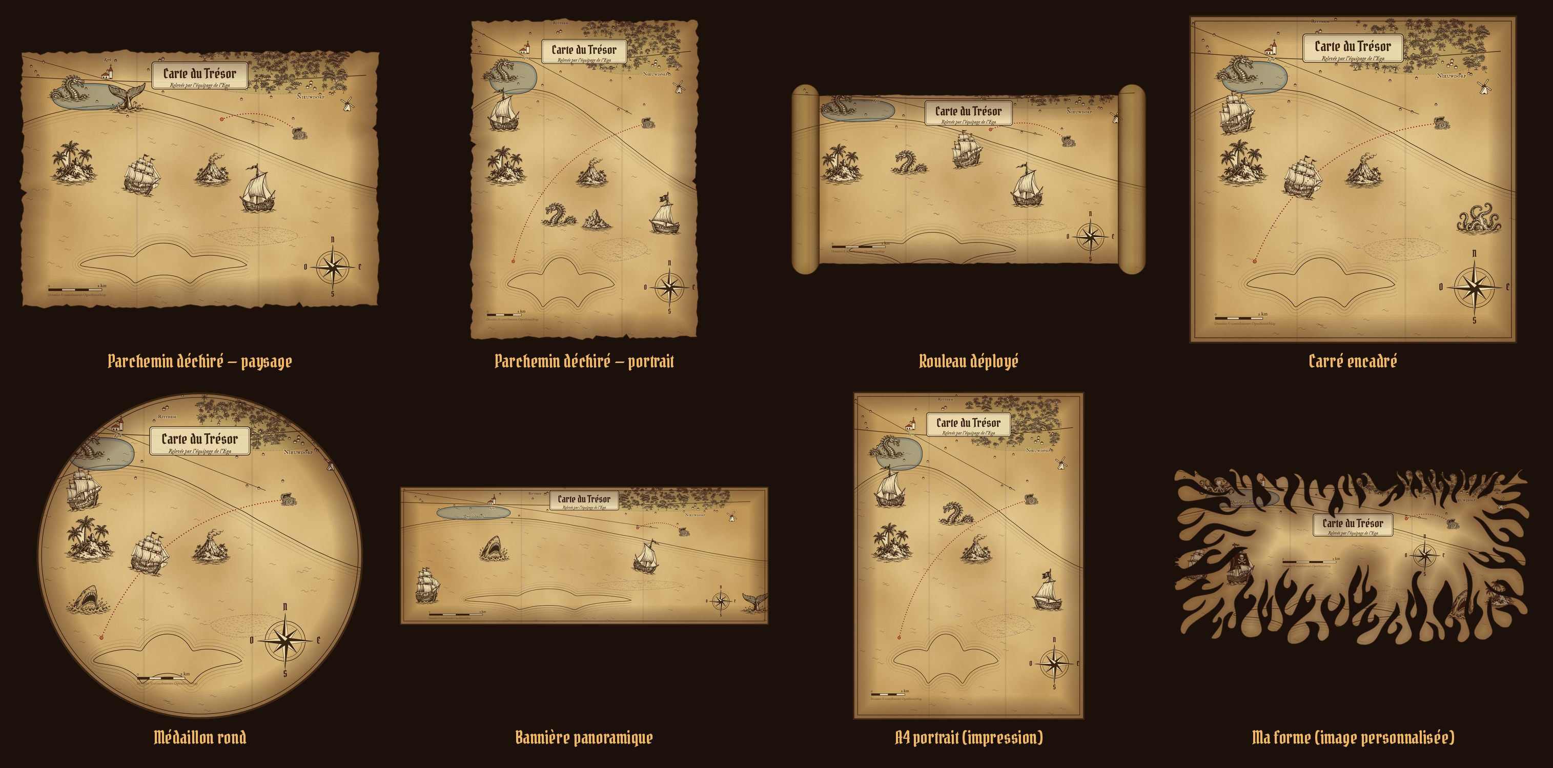 Les huit gabarits de la carte