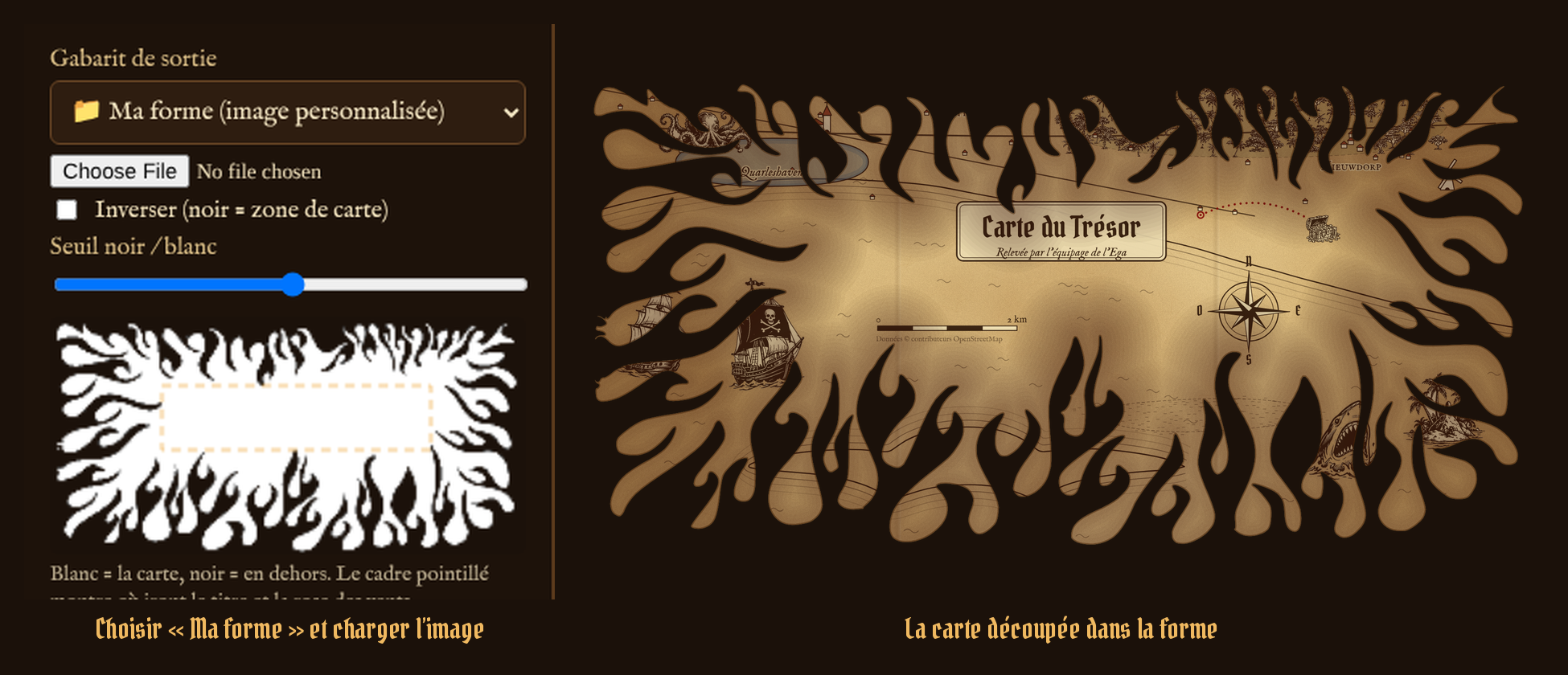 Charger une forme personnalisée et la carte obtenue