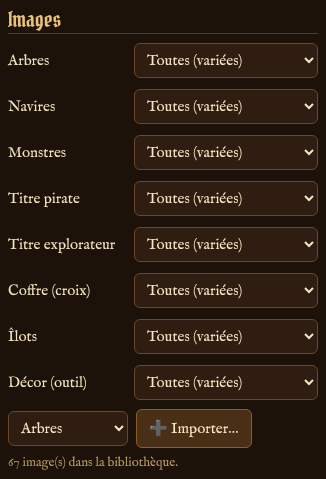 La section Images du panneau